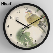 Simple new Chinese ink painting round home living room clock dining room bedroom wall clock silent hanging watch wall clock