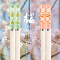  High-end amber cherry blossom alloy chopsticks personality non-slip Japanese chopsticks household mildew-proof high temperature resistant creative net celebrity chopsticks