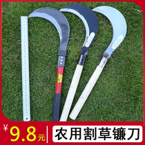 Imported manganese steel sickle mowing knife farm tools corn harvesting mowing long handle scythe outdoor agricultural weeding tools