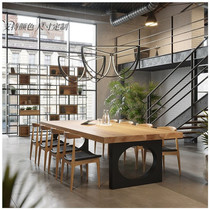 loft Nordic solid wood conference table long table American simple negotiation table business training table conference room reception table