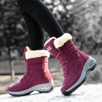 Winter plus velvet warm northeast cotton shoes womens high boots waterproof non-slip thick soled outdoor hiking snow boots