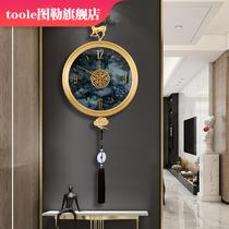 Pure copper clock wall clock living room home fashion clock modern light luxury living room creative personality new Chinese quartz clock