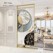 European-style entry to the door to the partition of the living room light luxury metal glass screen simple modern Chinese style nine fish gathering wealth