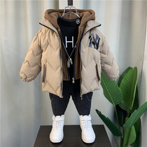 Korean childrens clothing boy plus velvet padded clothes new style foreign boy winter cotton padded jacket childrens thick padded jacket Tide brand