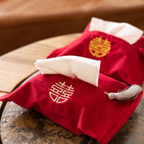  Asight Hi word tissue bag Fabric velvet tissue box Wedding wedding room pumping paper bag ins Chinese style storage bag