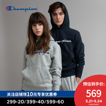 Champion champion men's and women's couples' hoods casual loose Plush sweater cursive Pullover