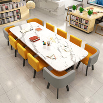 Muen home small reading room conference table Simple modern education and training institutions 10 people rectangular long table