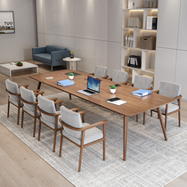 Minimalist modern large talk room table and chairs combination new rectangular table hotel meeting table desk long table