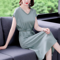 Factory good goods acetic acid satin silk mulberry silk dress summer Hangzhou high-end big-name high-end fashion foreign style