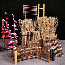 Retro bamboo sushi plate bamboo fence bamboo silk woven bamboo fence ornaments Japanese and Korean cuisine set SAB decorations