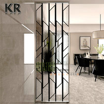 Custom carved tempered transparent decorative art decorative glass screen partition wall modern simple living room entrance lattice
