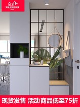 Nordic light luxury iron screen living room decoration shelf simple entrance partition hanging mirror