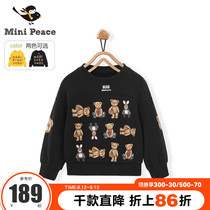 minipeace Taiping Bird childrens clothing bear print boys clothes spring and autumn childrens coat tide loose