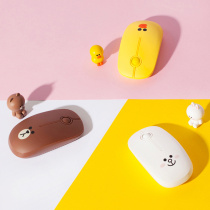 Korea line friends Brownbear wireless mouse laptop desktop computer office mute keyboard pink