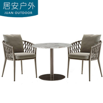 Outdoor rattan choreography single chair garden patio waterproof sunscreen rattan chair Three sets of balcony table and chairs tea table Leisure dining chair