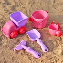 Childrens beach toy suit small bucket baby digging sand tool shovel small harrow for bath and water soft rubber kettle