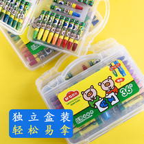 Morning light silky oil painting stick set children kindergarten baby group purchase student brush safe non-toxic crayon 12 color 18 color 24 color 36 color hexagonal Rod color pen plastic box portable portable cartridge