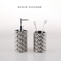 KULE HOME Hotel Hotel black soap dispenser with ceramic hand sanitizer bottle pressing lotion bottle rinse Cup