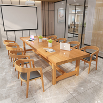 Nordic Solid Wood Conference Table And Chairs Brief Office Training Talks Bench Long Table Library Read Writing Desk