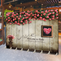 American and European-style retro screen partition hotel dining bar private room special simple foldable moving activity push-pull block