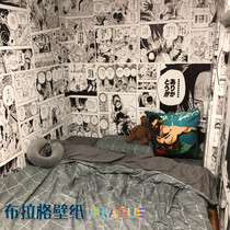 Japanese black and white manga wallpaper anime one piece Naruto cartoon background wall childrens room bedroom wallpaper