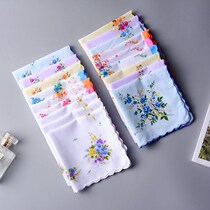 Handkerchief strips for the elderly 10 Cotton womens handkerchief printed ladies handkerchief Crescent side retro silk plaid Classic