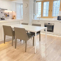 Delifeng rock plate pure white aluminum alloy rounded dining table and chair combination rectangular minimalist small family dining table