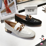 Counter genuine domestic purchasing Sigato 2020 autumn new mid-heel square toe loafers women's shoes single shoes Q7083