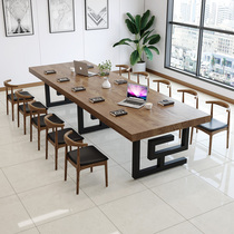 Solid wood conference table long table simple modern office training table new Chinese Nordic industrial style large simple furniture