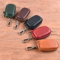 Subart Pure Color Head Layer Bull Leather Zip Minimalist Door Fasting door Key genuine leather Tannic Leather Retro Car Key Bag