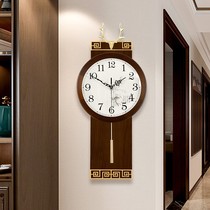 New Chinese creative wall clock clock clock living room hanging watch light luxury clock home atmosphere Chinese style fashion mute solid wood