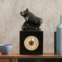 (Ink jade carving)Desktop creative trend desktop clock Zodiac clock Living room ornaments Household table clock