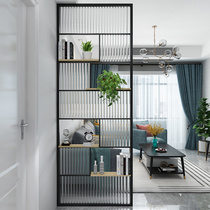 Nordic light luxury modern glass without perforation hollow partition Door Living room entrance Washstand storage decorative screen