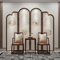 Screen partition Living room folding mobile entrance New Chinese style occlusion office Modern simple bedroom solid wood folding screen