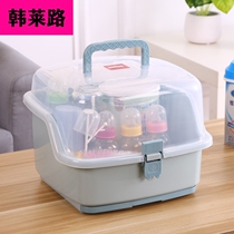 Korean thick baby bottle storage box with lid dust drain drying rack convenient baby tableware milk powder storage