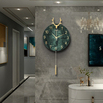 Modern light luxury wall clock living room home fashion Nordic clock Wall personality simple creative non-perforated quartz clock