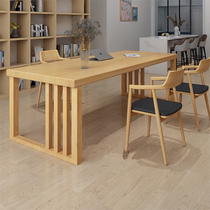 Nordic Full Solid Wood Meeting Table Strip Table Log Rectangular Tea Table Desk Bench Light Lavish Minimalist Desk