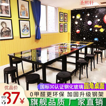 Art Table Painting Table Tempered Glass Primary And Secondary School Classrooms Class Table And Chairs Kindergarten Training Course Painting Room Color Table