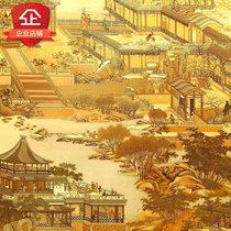 Huda wallpaper Qingming Shanghe map wallpaper 3d background wall hotel gold foil restaurant Chinese Classical Gold Chinese style
