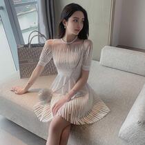 Dress women Summer thin 2021 New light luxury ladies waist temperament chic design sense white skirt