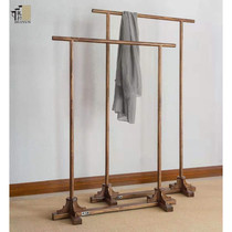 New Chinese style solid wood zen hanging hanger Old elm coat rack Black walnut floor-to-ceiling simple coat rack Household