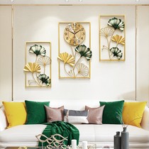 Wall clock New Chinese clock decoration watch home fashion background wall hanging pendant Chinese style hanging wall living room