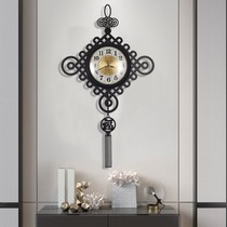 New Chinese Atmosphere China knot Hanging Bell Luxury Villa Living Room Creative Timepiece Silent Clock Hanging Wall Decoration Bell