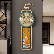 New Chinese brass hanging bell Living room Creative decorative wall Clock light extravagant hall Home individuality hanging table Xuanguan quartz clock