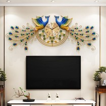 High-end decorative wall hanging atmospheric Peacock Clock wall clock creative Phoenix Wall watch fashion background wall living room quartz clock