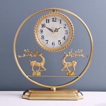 High-end copper clock New Chinese home living room fashion European ornaments clock desktop silent quartz clock