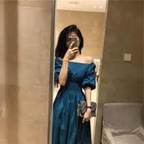 Large size womens 2021 new summer skinny long skirt bubble sleeve Foreign Air Age tea break French hot girl dress