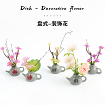  Ceramic plate decorated with flowers Simulation flowers Sushi cuisine sashimi fish raw buffet platter decoration embellished with creative flowers around the edge
