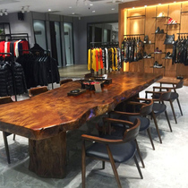 Full solid wood meeting table long table minimalist large plate table negotiating table and chairs combined industrial wind solid wood table long table bench