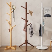 Solid wood hanger Floor-to-ceiling bedroom simple coat rack Household hanger Single rod storage drying rack hanging bag rack